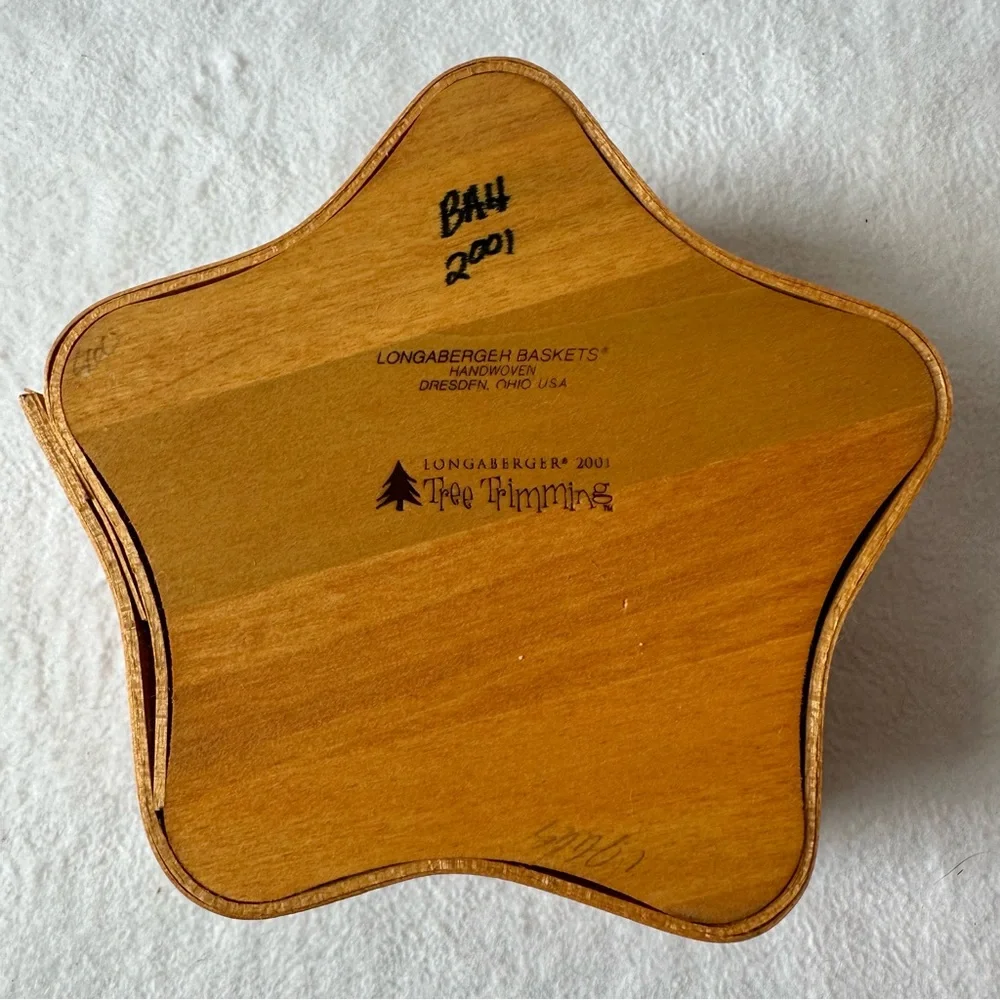 Longaberger 2001 Twinkle Twinkle Basket Tree Trimming Collection Star Shaped EUC